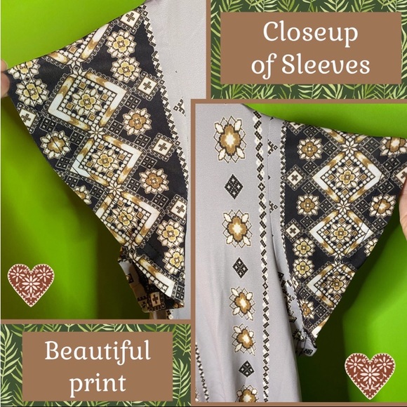 ARTSY NWT L LILY BY  FIRMIANA SLATE GRAY TUNIC W GEOMETRIC PATTERN - Picture 7 of 12